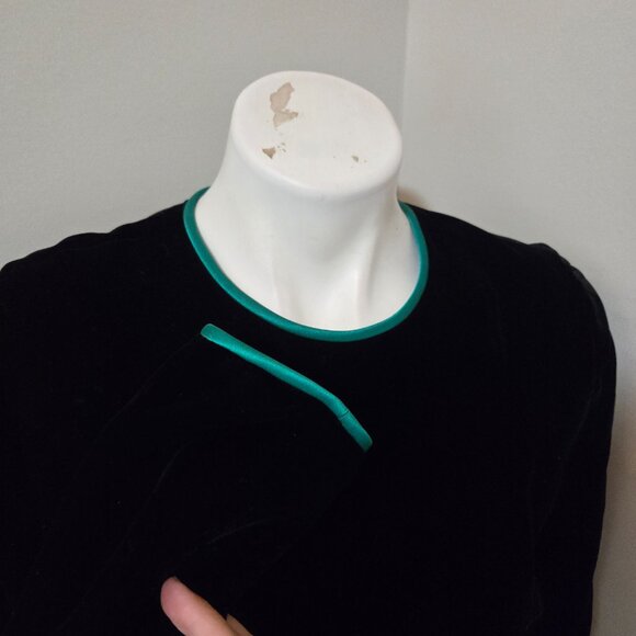 10 (fits 6-8) Early 90s(?) Vintage William Pearson Black Green Modest Gown Dress - Picture 7 of 14